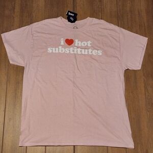 Danny Duncan I Heart Hot Substitutes Shirt Pink Mens XL Extra Large NWT Spencers